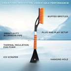 27" Car Snow Brush and Ice Scrapers for Car Windshield (Orange - 2 Pack) | Scratch Free Bristle Head Snow Brush & Tough Window Snow Scraper with Aluminium Body