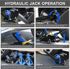 DNA Motoring 2 Ton Car Jack and Stands Kit 2T(4000 lbs) Capacity Low Profile Hydraulic Trolley Service/Floor Jack with 2 Ratchet Stands Combo for Home Garage Shop, Blue, TOOLS-00476