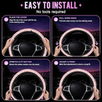 Pink Bows on Stripes Steering Wheel Cover for Women Men Neoprene Breathable Wheel Cover Protector Anti-Slip Car Accessories Universal 15 Inch Fit for Cars Trucks Vehicles