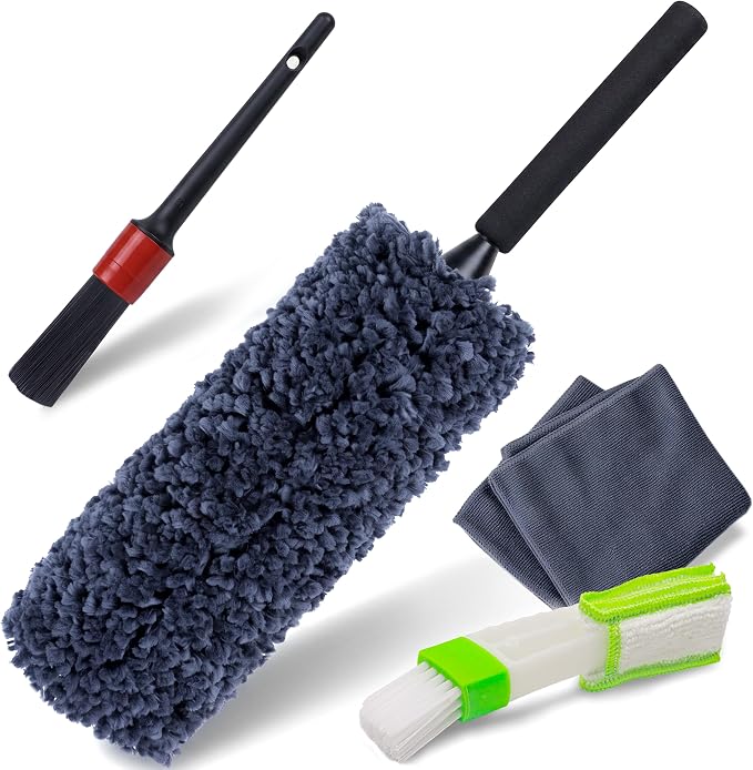 Car Duster Kit, Ultra Soft Microfiber, Lint & Scratch Free | Includes Storage Bag & Unbreakable Handle, Removes Pollen & Dust, Exterior & Interior for SUV & Home
