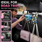 Car Seat Back Storage Hook, Funny Car Purse Hook, Cute Vehicle Storage Organizer for Purses Handbags Bright Floral Pattern