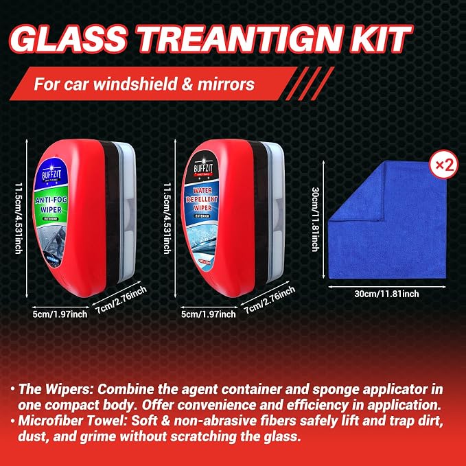 Car Water Repellent & Anti-Fog for Windshield – Quick Interior & Exterior Glass Treatment Bundle, Rain Repellent & Antifogging Fluid for Windows, Mirrors, Paint – Pack of 2