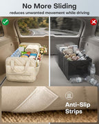 Car Trunk Organizer for Women & Men Foldable SUV Storage Accessories | 3 Compartments, Road Trip, Camping, Shopping, for Tools & Outdoor Storage, Fits Truck, Van, Sedan, Beige, 32.3" x 12.8" x 11"