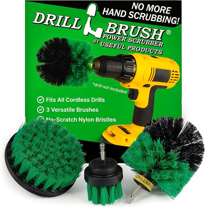 Green Kitchen Set – Drill Powered Cleaning Tools for Stainless Steel Sink, Copper Sink, Stove Top, Oven, Air Fryer & Cabinets – Must-Have Kitchen Accessories for Fast Cleaning