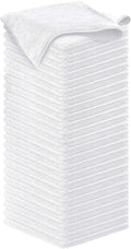 Microfiber Cleaning Cloth - White - 50Pcs (12.5x12.5 inch) High Performance - 1200 Washes, Ultra Absorbent Car Towel Traps Grime & Liquid for Streak-Free Mirror Shine - Car Washing Cloth