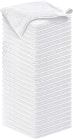 Microfiber Cleaning Cloth - White - 50Pcs (12.5x12.5 inch) High Performance - 1200 Washes, Ultra Absorbent Car Towel Traps Grime & Liquid for Streak-Free Mirror Shine - Car Washing Cloth