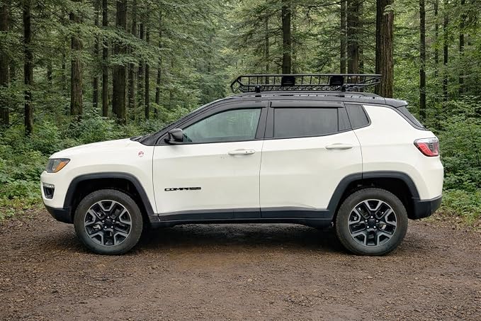 2017-2026 Tape-On Side Window Deflector Visors Compatible with Jeep Compass Smoke Tinted Rain Guards 2018 2019 2020 2021 2022 2023 2024 2025