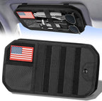 Car Sun Visor Organizer, Multi-Pocket Tactical Visor Storage with Zipper and Sunglasses Holder Clip, Semi-Rigid Molle Panel Car Visor Accessories for Truck, SUV, Patrols, Pickups
