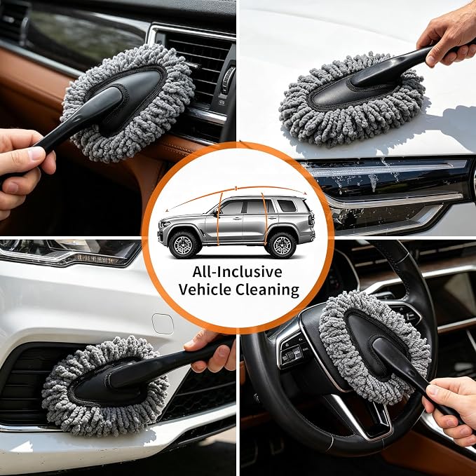 Car Detailing Brush Kit Interior & Exterior Cleaner, Ultra Soft Boars Hair Car Interior Detailing Brushes, 6 Different Detailing Brushes for Auto Detailing, Dashboard, Vents, Wheels and Tires