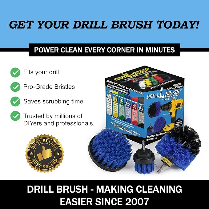 Boat Accessories – Kayak Cleaning Kit – Boat Cleaning Brush Kit – Marine Scrub Brush Attachment for Drill – Rotary Brushes for Boats – Motorized Hull Power Scrubber Set - Hull Cleaner Set