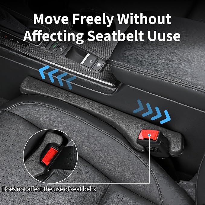 Car Seat Gap Filler, Car Accessories Interior Organizer, Between Seat Car Gap Filler Fit Sedan SUV Truck, Set of 2 Black