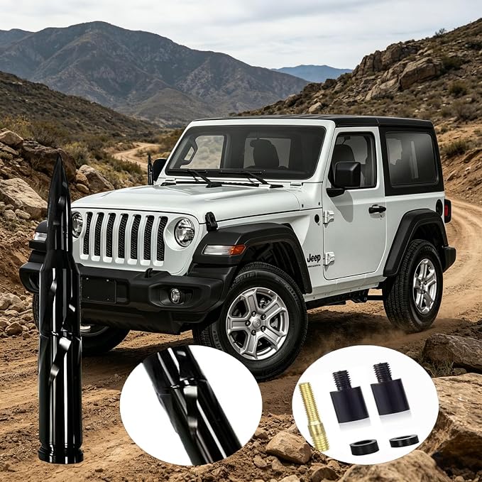 5.5 Inch Bullet Black Spiral Truck Antenna, Rustproof Aluminum Alloy Short AM FM Radio Antenna, Easy Install OEM Replacement Antenna for Ford F Series, Dodge RAM, Chevy Silverado GMC Pickup Trucks