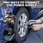Electric Car Jack Kit 5 Ton 12V Floor Jack with Impact Wrench and Tire Inflator Pump Portable Hydraulic Car Jack for SUV Sedans Tire Change with LED Light, Lifting Height 6 to 17.7 Inch (Black)
