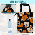Car Garbage Bag Orange and White Floral and Butterfly Drawstring Car Trash Bag Hanging for Back Seat with Adjustable Buckle Canvas Vehicle Trash Can Easy-to-Install