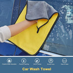 Car Wash Brush Mop with Long Handle, Car Wash Kit with 2 Chenille Mop Heads, 15° Curved Extension Pole Scratch-Free Microfiber Mitt Sponge Car Cleaning Supplies Accessories, Yellow/Black