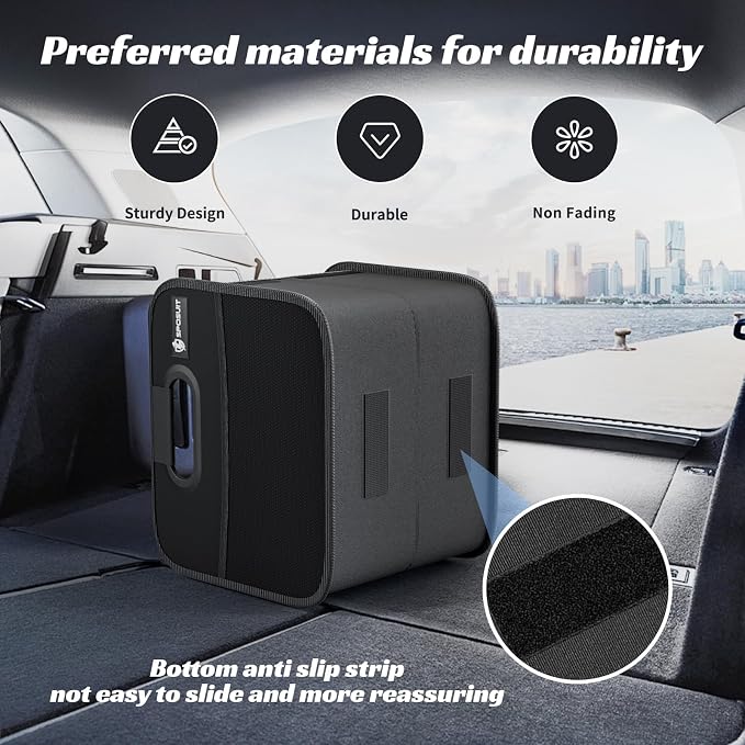 Trunk Organizer for Car - Collapsible Split Trunk Storage with Reinforced Handles, SUV Trunk Organizers for Grocery Cargo(Black, 2Pack)