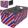 Car Trunk Organizer for SUV, 18.5Gal Large Capacity No-Sag Heavy Duty, Foldable Waterproof Anti-Slip Storage with 12 Pockets, Fit Sedan, Truck, Universal Car Accessories, Red Blue Twill, Large
