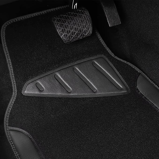 Microfiber Leather Steering Wheel Cover and Waterproof Car Floor Mats,Universal Car Combo Fit for 95% Sedan,SUV,Cars,14.5-15inch Anti-Slip Safety Comfortable Faux Leather Design(Solid Black)