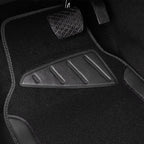 Microfiber Leather Steering Wheel Cover and Waterproof Car Floor Mats,Universal Car Combo Fit for 95% Sedan,SUV,Cars,14.5-15inch Anti-Slip Safety Comfortable Faux Leather Design(Solid Black)