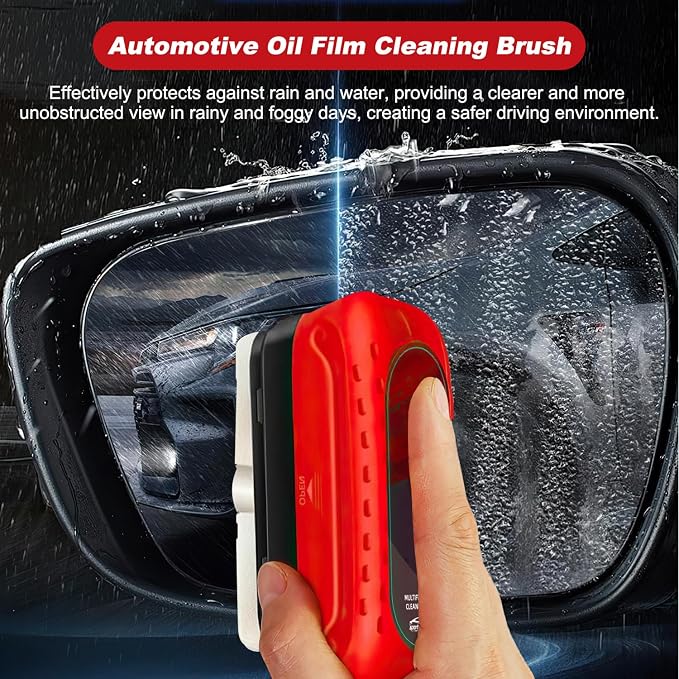 2Pack Automotive Oil Film Cleaning Brush, Cars Clear Vision Glass Cleaner for Car Windows,Anti-Rain&Anti-Fog Windshield Cleaner Tool to Improve Clarity and Visibility,Car Glass Oil Film Remover