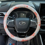 Retro Floral Daisy Colorful Flowers Car Leather Steering Wheel Cover - 15-inch Universal Microfiber- Soft & Breathable & Silicone Anti Slip Auto Steering Wheel Wrap for Women