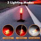 LED Emergency Roadside Flares Kit, Set of 2 | Safety Strobe Road Warning Light, Highway Beacon Alert Flare, Magnetic Base, Detachable Stand, Solid Storage Case