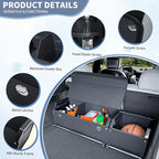 Car Trunk Organizer, Leather Trunk Organizer for SUV with Lid and Sturdy Handle Collapsible Adjustable Storage (Black, 41 x 11.4 x 12.2in)