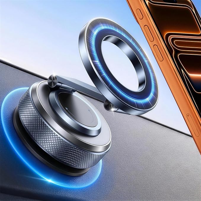 Vacuum Magnetic Phone Holder for Car for Magsafe [80LBS Suction & 3000gf Magnetic] 360° Adjustable Car Phone Mount, for iPhone 17 Pro Max 16 15 14 13 12 Air Plus, Black