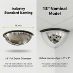 18" 1/4 Acrylic Quarter Dome Security Mirror – 90 Degree Convex Corner Safety Mirror for Blind Spot Elimination in Warehouses, Offices, Retail Stores, and Parking Garages (1, 18 Inch)