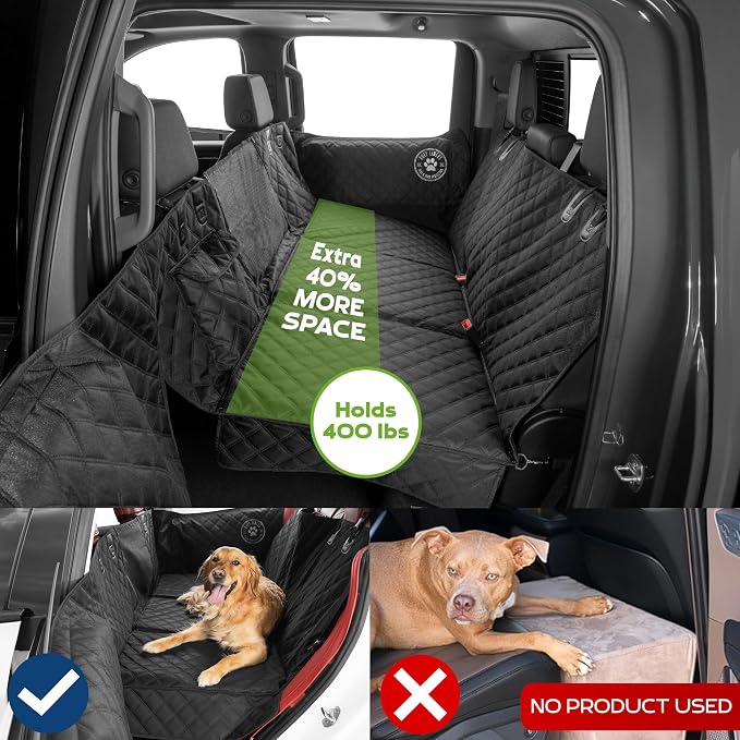 Standard Back Seat Extender for Dogs, Black – As Seen on Shark Tank – Hard Bottom Platform for Cars, SUVs & Mid-Size Trucks – 400lb Support, Waterproof – Rigid Back Seat Cover for Dogs