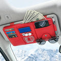 Car Sun Visor Organizer, Truck Visor Organizer, Leather Multi-Pocket Auto Visor Storage Pocket Pouch Holder with Zipper, Auto Accessories Storage Bag for Driving License Card Pen (Red)