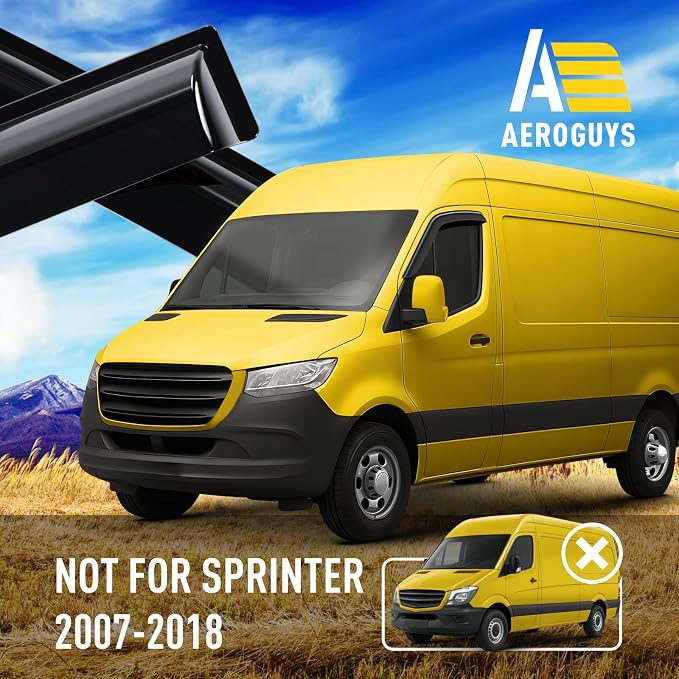 Extra Durable Window Deflectors Tape-On Window Visors Rain Guards Fit for Mercedes-Benz Sprinter 2019-2026, Sun Visors, Wind Vent for Shades, Exterior Car Accessories - 2 pcs. AG0989