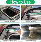 Auto Sunroof Drain Cleaning Tool, 120 Inch Flexible Drain Brush, Sunroof Drain Cleaner with Pipe Cleaning Brush, Injector Hose and Crevice Brush, Cleaning Tool for Drains, Sewers, Windshields
