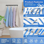 Microfiber Beach Towels, 4 Pack, 30" x 60", Cabana Stripe, Soft, Absorbent, Quick Dry Large Bath Towel Set for Adult, Travel, Summer Pool Party, Sport, Swimming, Yoga, Camping, StripeBlue