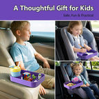 Car Seat Snack Tray for Kids Toddler Travel,Cup Holder Expander for Car,Toddler Travel & Road Trip Accessory for Mess-Free Snacking in The Car (Purple)
