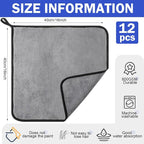 12 Pcs Microfiber Towels for Cars, 800 GSM Plush Drying Cleaning Cloth Bulk, 16 x 16 Inch Thick Absorbent Wash Detailing Towels for Car Polishing, House, Kitchen Cleaning(Gray)