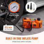 Electric Car Jack 5 Ton with Electric Impact Wrench & Inflator Pump | 12V 11023 lbs Hydraulic Floor Jack, Portable Tire Changing Kit, with LED Light, for SUV Sedan Truck, Garage Repair Tool