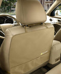Luxury Clean-Edge Kick Mat w/Mesh Pocket - Seat Back Protector and Seat Cover with Invisible Strap and Stiff Edging - Light Tan/Light Beige (1 Mat)