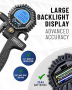 GERCHWAY Digital Tire Pressure Gauge with Inflator (3-200 PSI), Heavy Duty Air Chuck and Compressor Accessories with Swivel Air Chuck, Longer Hose, Large Display (0.1 Res)