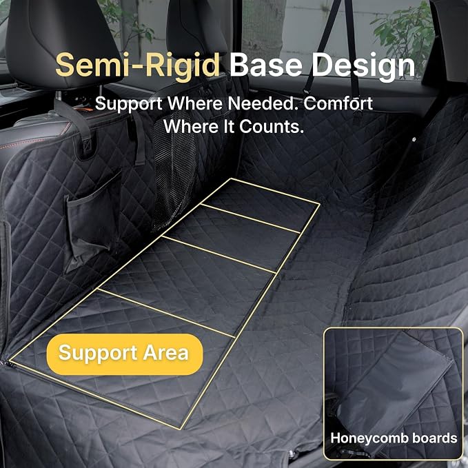 Car Back Seat Extender for Dogs, Semi-Hard Bottom Design, Fits Compact SUVs | Waterproof, Odorless Material, Upgraded Support