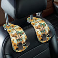 2PCS Car Hooks for Purses Bags, Highland Cow Cattle Artwork Modern Seat Back Storage Headrest Holder Hanger PU Leather Double Metal Backseat Organizer, Women Car Accessories Organization