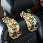 2PCS Car Hooks for Purses Bags, Highland Cow Cattle Artwork Modern Seat Back Storage Headrest Holder Hanger PU Leather Double Metal Backseat Organizer, Women Car Accessories Organization