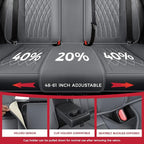 Gray Car Seat Cover Full Set - Faux Nappa Leather Seat Covers for Cars, Luxury Breathable Waterproof Front Seats Cushion Protectors with Lumbar Support, Universal Fit for Sedans SUVs Pickups