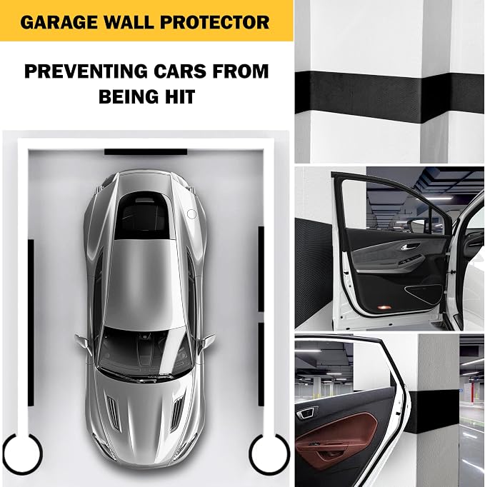 Garage Wall Protector for Car Doors, Self-Adhesive Foam Bumpers Guard,7.9 inch Wide Heavy-Duty Anti-Scratch&Anti Collision wall padding, Universal Fit for Garage, Warehouse & Parking 13.2ft