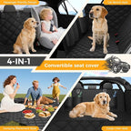 Dog Car Seat Cover for Back Seat,100% Waterproof Scratch Proof Nonslip Seat Cover,600D Heavy Duty Scratch Soft Dog Hammock for Car for Cars Trucks and SUVs Black