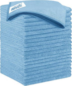 Blue Microfiber Cleaning Cloth 20 Pack 11.5 x 11.5 inch Microfiber Towels for Cars Ultra Absorbent Car Washing Cloth Lint Free Streak Free Cleaning Rags for Car, Kitchen Window