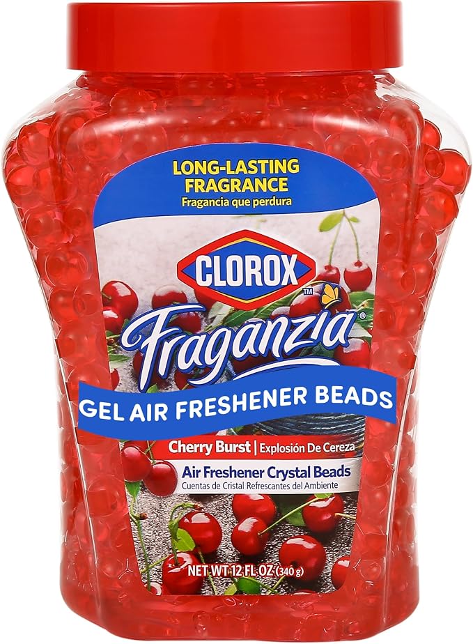 Fraganzia Crystal Beads Air Freshener, Long Lasting Room Deodorizer and Odor Eliminator Gel Beads to Freshen Home, Car, or Office, Cherry Burst Scent, 12 Fl Oz