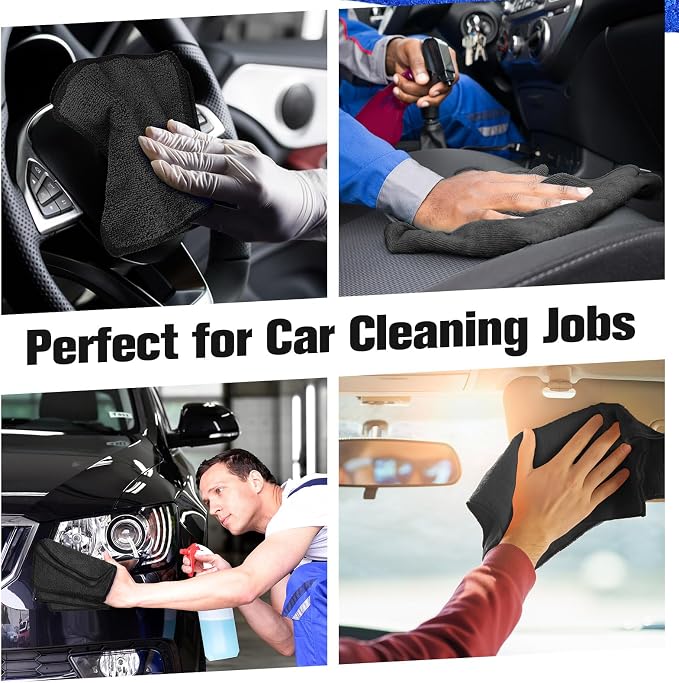 Cleaning Cloth Dry Erase Cloth Cleaning Rags Reasonable Kitchen Towels Microfiber Towels Cars Wash(6 x 6 Inch,Black,30 Pcs)