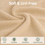 Microfiber Cleaning Cloth Roll - 100 Pack Tear Away Microfiber Paper Towels, Reusable, Washable, Scratch-Free, Kitchen Towels for Car, Home, Kitchen, Glass, Dishes (Wheat Beige)