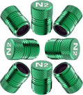 Tire Valve Stem Caps - Tire Air Caps Cover 8 Pack N2 Nitrogen Logo Corrosion Resistant Premium Alloy Universal for Car Truck Motorcycle Bike-Green
